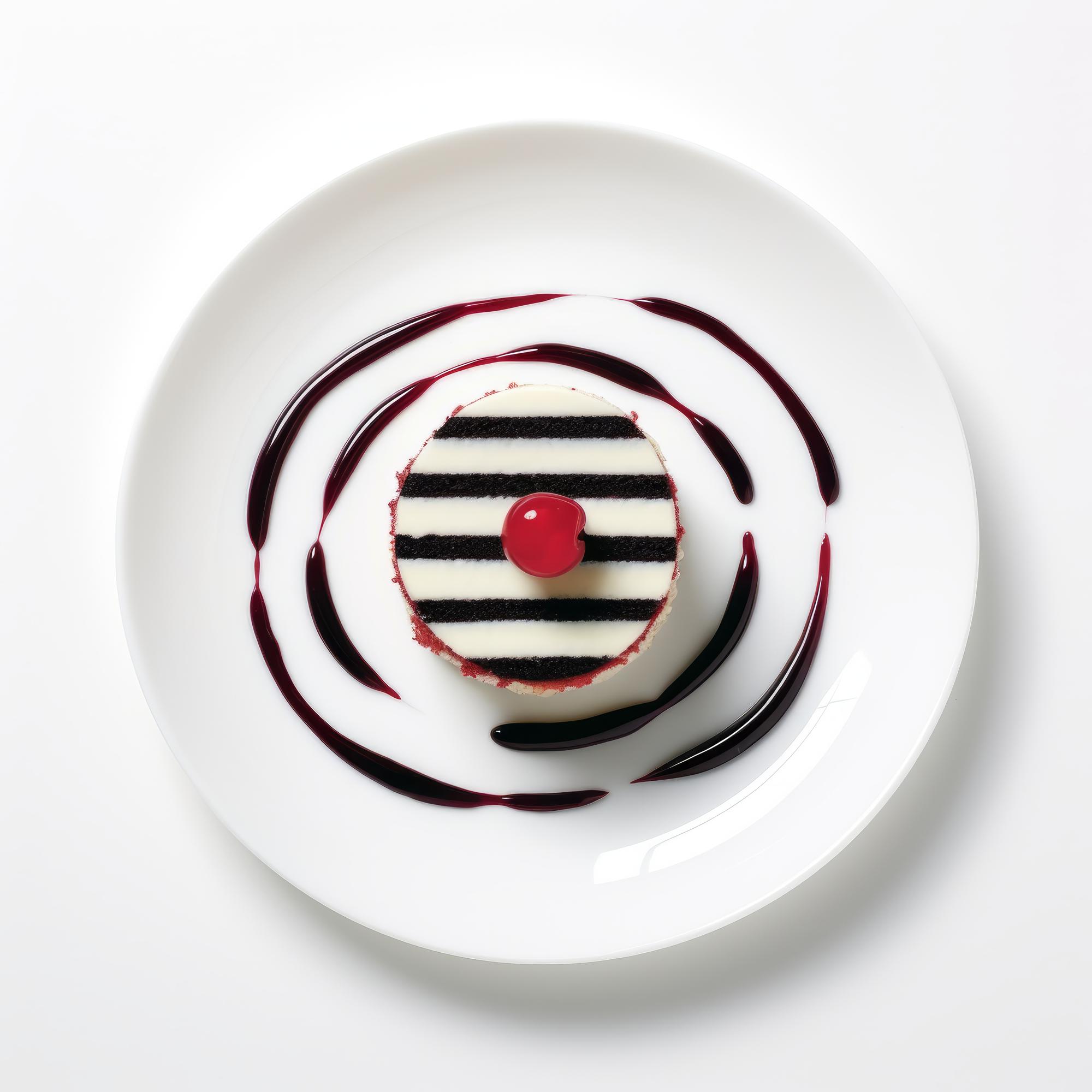 Dessert moderno con texture e componenti contrastanti